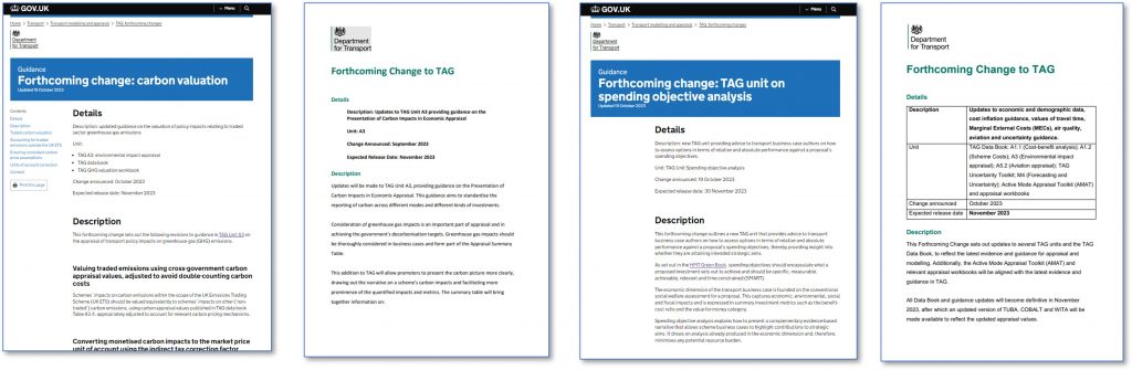Illustrative thumbnails of the four TAG forthcoming change notices covered in this post