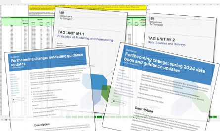 Illustrative montage of TAG elements including a page from the Databook, part of the Spring 2024 Forthcoming Change notices, and the front pages of the updated units M1.1 and M1.2