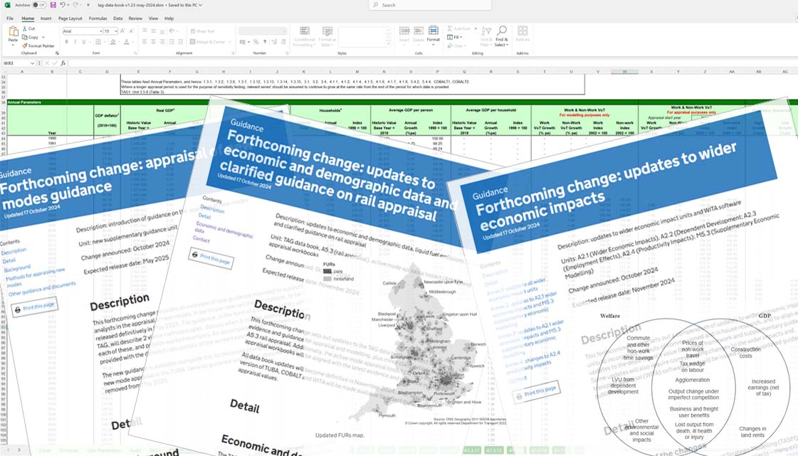 Illustrative montage of parts of the October 2024 TAG forthcoming change notices, overlaid on part of the TAG databook